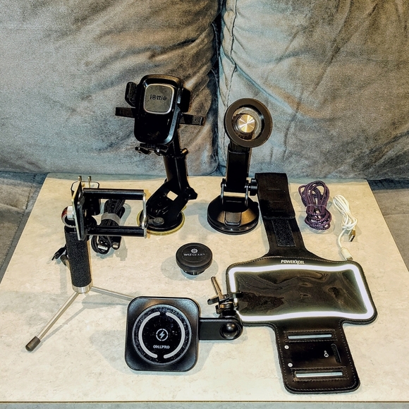 CELLPHONE ACCESSORIES BUNDLE CAR PHONE HOLDERS, TRI-POD, ARM BAND & OHL CHARGER - Picture 3 of 16